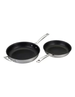 Le Creuset Classic 3-Ply Stainless Steel 2pc Frypan Set 24cm & 28cm