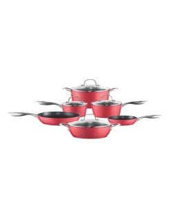 The Cooks Collective Colours Non-Stick 6 Piece Cookset Red
