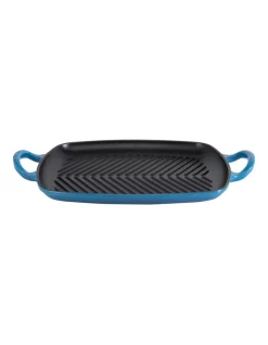 Le Creuset Signature Cast Iron Rectangular Grill 30x26 Marseille Blue