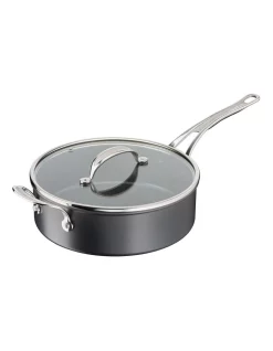 Jamie Oliver By Tefal Cooks Classic 26cm Hard Anodised Induction Saute Pan With Lid In Coal Grey