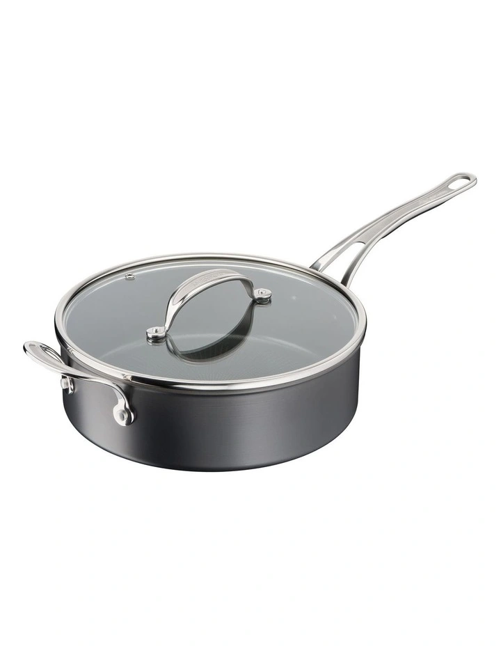 Jamie Oliver By Tefal Cooks Classic 26cm Hard Anodised Induction Saute Pan With Lid In Coal Grey