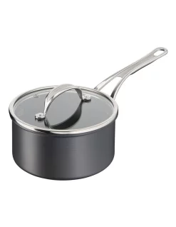 Jamie Oliver By Tefal Cooks Classic 18cm Hard Anodised Induction Saucepan With Lid In Coal Grey