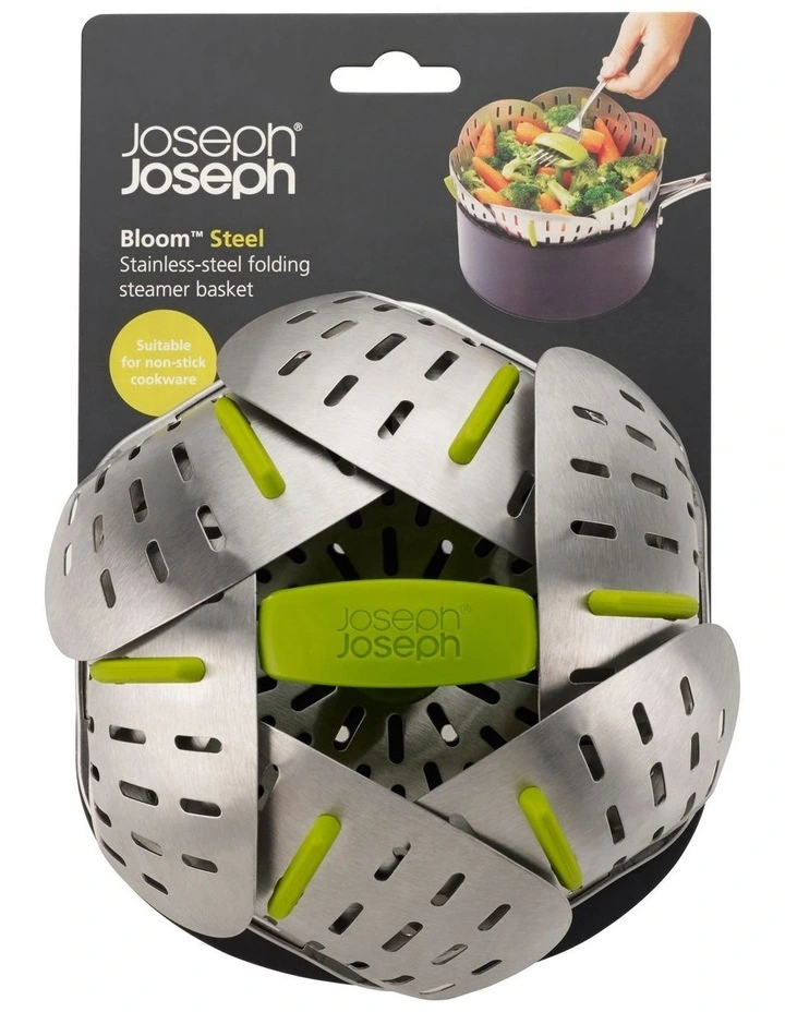 Joseph Joseph Bloom Steel Folding Steamer Basket In Green - Image 2