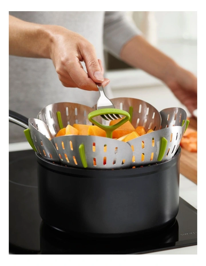 Joseph Joseph Bloom Steel Folding Steamer Basket In Green - Image 4