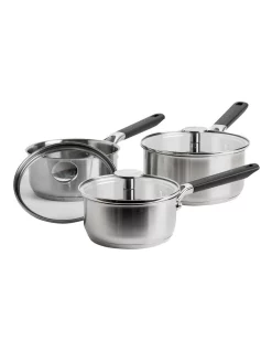 KitchenAid Classic Stainless Steel 3 Piece Saucepan Set