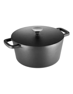 The Cooks Collective Cast Iron 24cm/4.2L Round Casserole Black