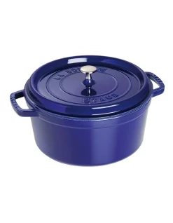 Staub Round Cocotte 28cm In Dark Blue