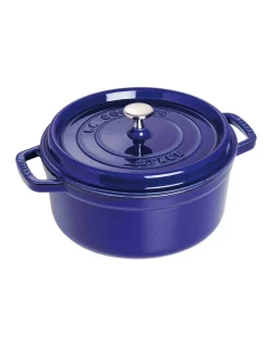 Staub Round Cocotte 24cm In Dark Blue