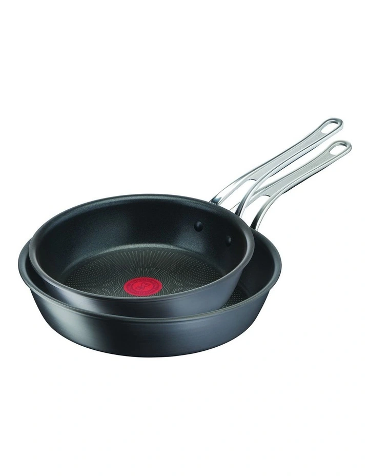 Jamie Oliver By Tefal Cooks Classic 24/28cm Hard Anodised Induction Frypan Set Twin Pack In Coal Grey