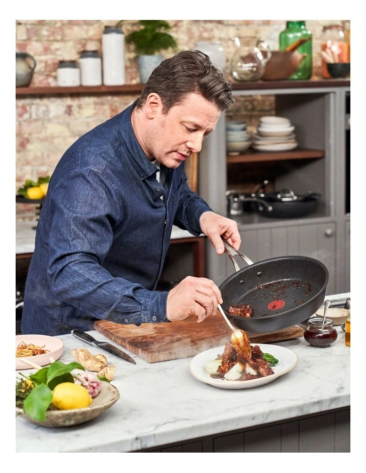 Jamie Oliver By Tefal Cooks Classic 24/28cm Hard Anodised Induction Frypan Set Twin Pack In Coal Grey - Image 2