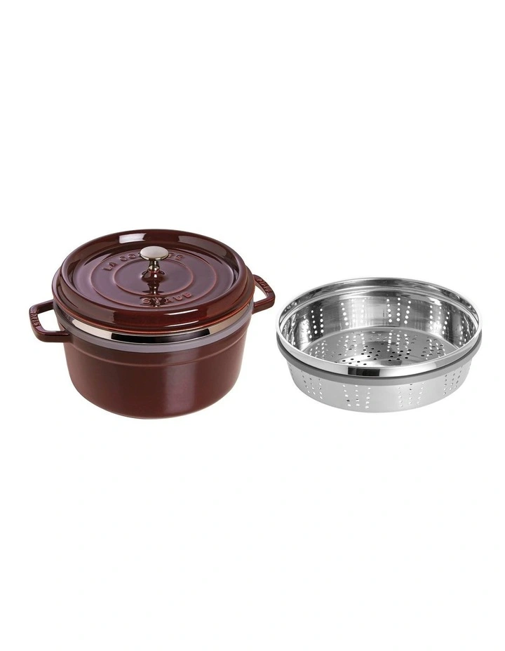 Staub 26cm/5.2L Round Cocotte With Steamer Grenadine - Image 3