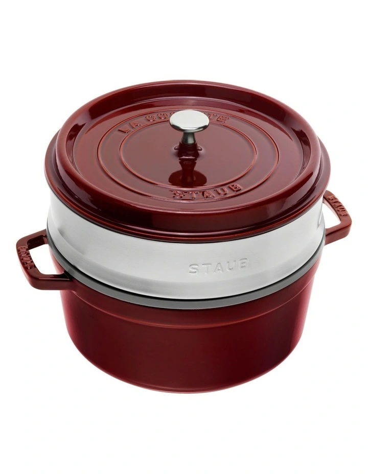 Staub 26cm/5.2L Round Cocotte With Steamer Grenadine - Image 4