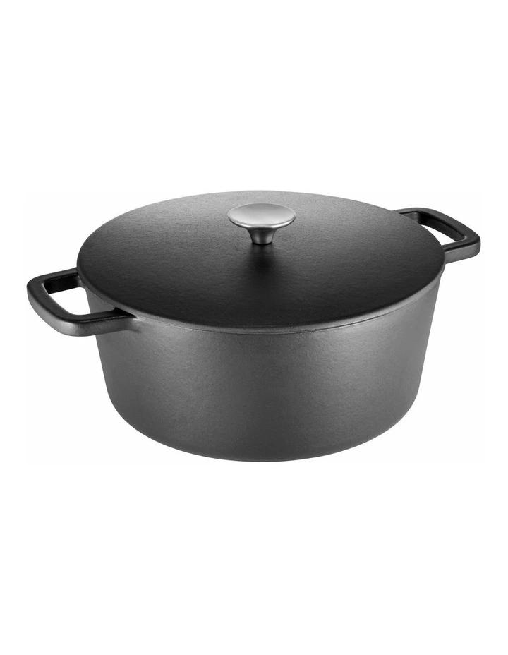 The Cooks Collective Cast Iron 28cm/5.9L Round Casserole Black