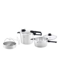Fissler Vitavit Premium Pressure Cooker 22cm/6.0L Pressure Skillet 22cm/3.5L With Perforated Insert & Glass Lid