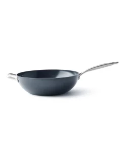 GreenPan Copenhagen 30cm/4.85L Open Wok With Helper Handle Black