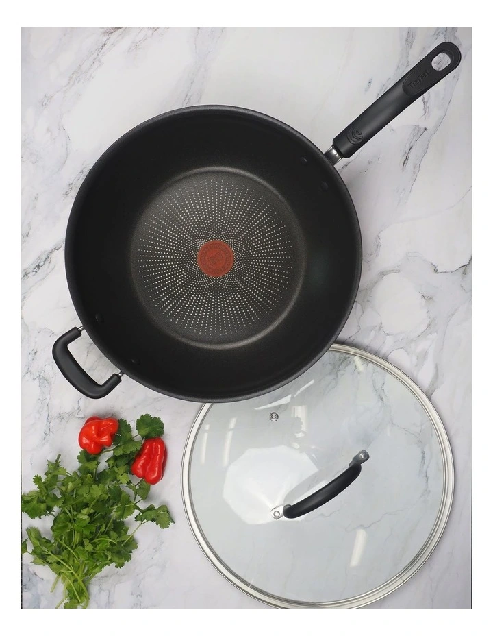 Tefal Specialty Hard Anodised Non-Stick Wok 32cm Lid In Black - Image 2