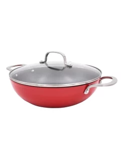 The Cooks Collective Colours Wok With Lid 28cm In Red