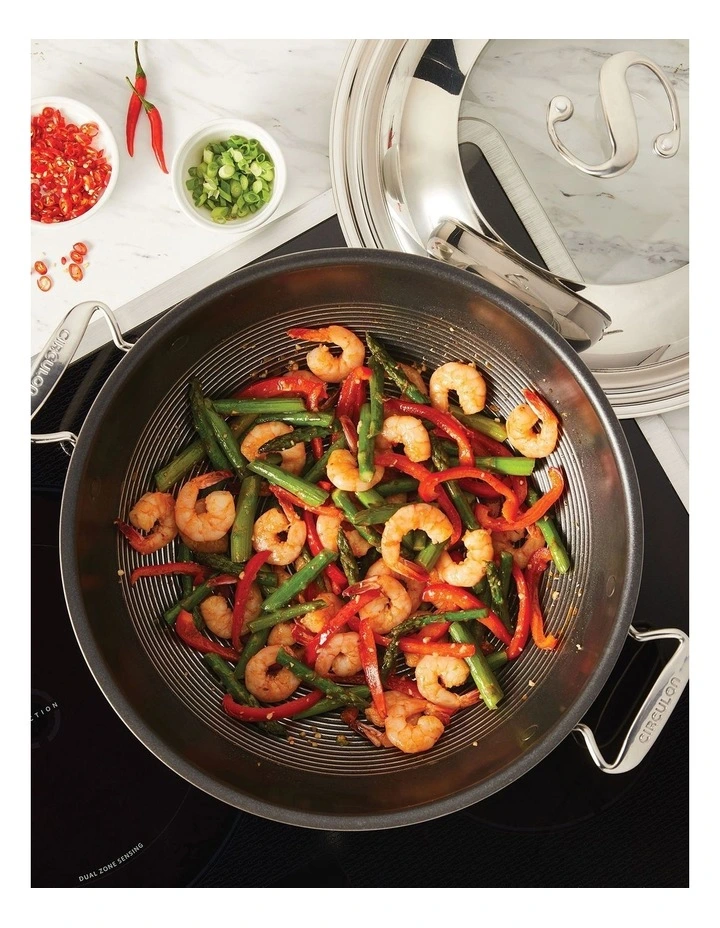 Circulon SteelShield C-Series Nonstick Stainless Steel Covered Wok 36cm - Image 2
