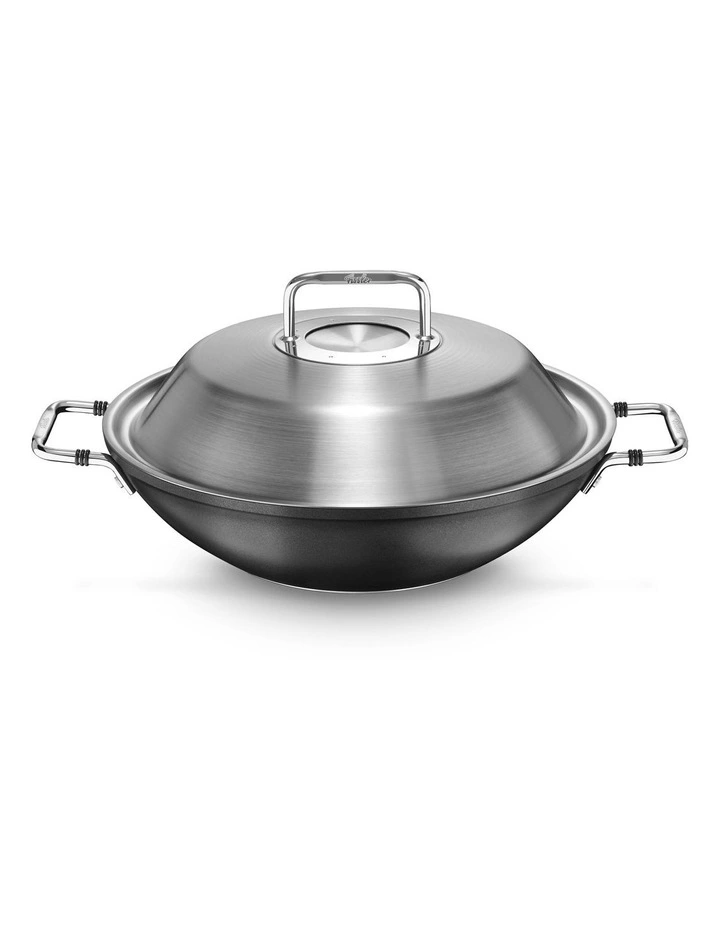 Fissler Adamant Non-Stick Wok 31cm/4.3L With Stainless Lid & Side Handles Black
