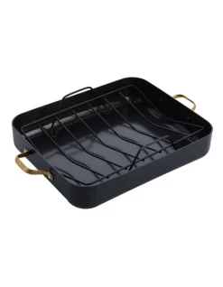 Greenpan Reserve 40.6x33cm Open Rectangular Roaster With Rack In Black