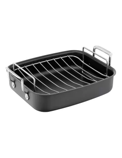 Jamie Oliver By Tefal Jamie Oliver Premium 26cm X 32cm Roaster With Rack In Black