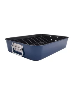 The Cooks Collective Colours Non-Stick Roaster With Rack 39x17x8cm In Navy