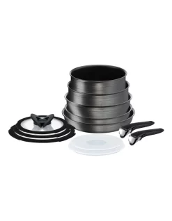 Tefal Ingenio Titanium Fusion Non-Stick Induction 12 Piece Cookware Set In Coal Grey