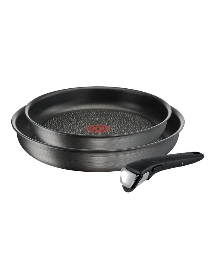 Tefal Ingenio Titanium Fusion Non-stick Induction Set Of 3 Frypan In Coal Grey