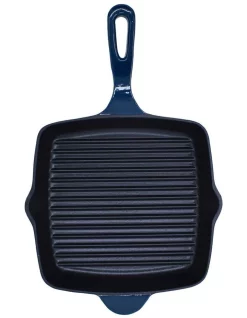 The Cooks Collective Cast Iron Grill Pan 26cm Navy