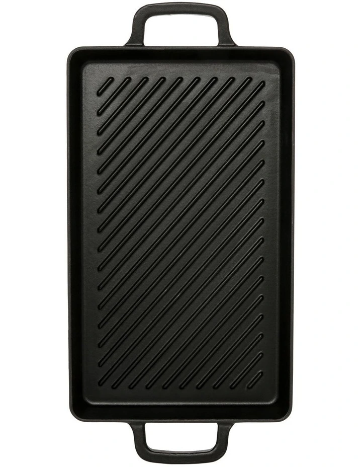The Cooks Collective Cast Iron 44x24cm Rectangular Grill Black
