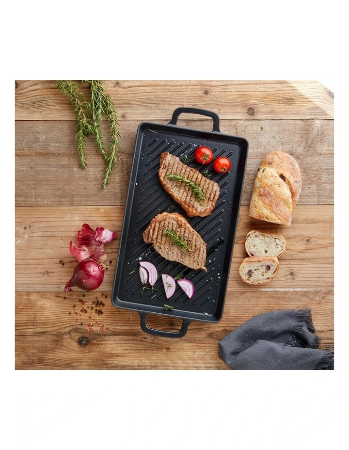 The Cooks Collective Cast Iron 44x24cm Rectangular Grill Black - Image 4