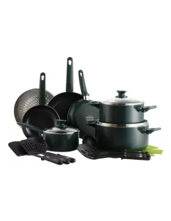 GreenPan Cambridge 15(18)pc Cookware Set With Bonus Protective Sheets In Green