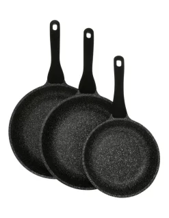 The Cooks Collective Classic Non-Stick 20cm/24cm/28cm Frypan Black Triple Pack
