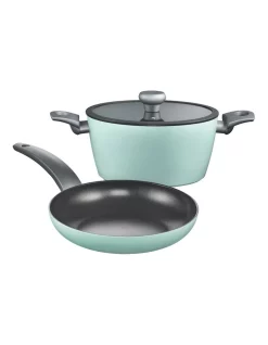 The Cooks Collective Pastello 24cm Frypan & 24cm Casserole With Lid SetGreen